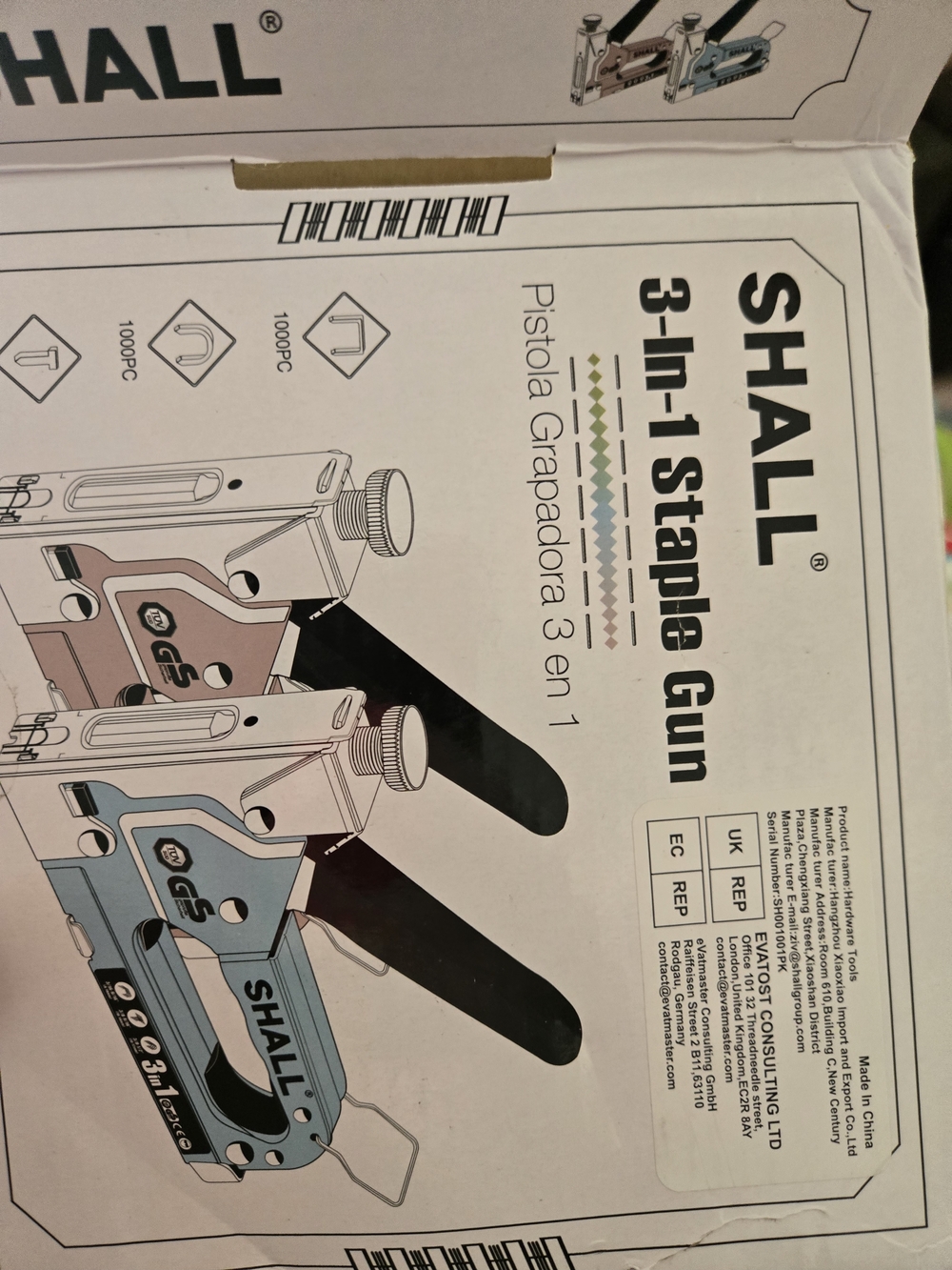 SHALL 3-In-1 Staple Gun in Light Blue and Pink